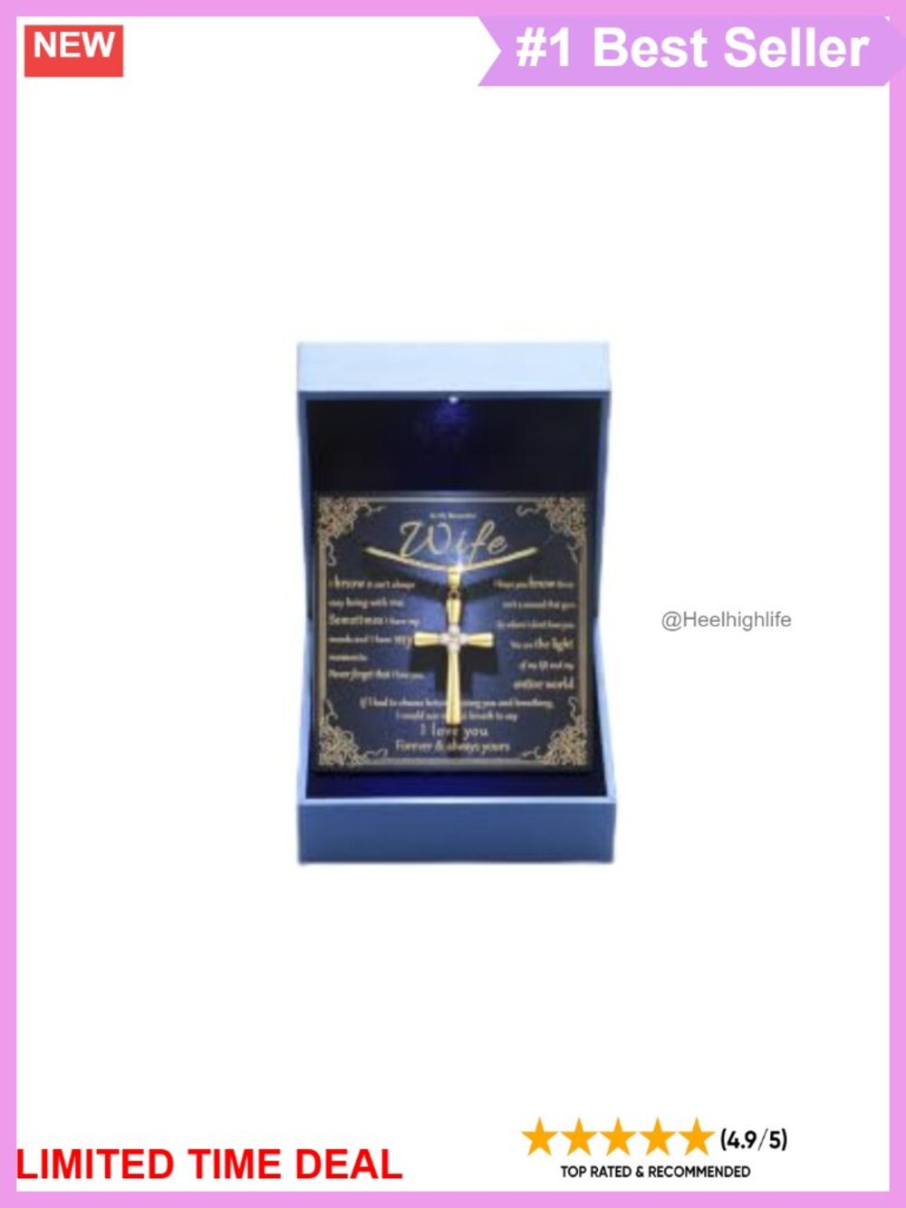 18K Gold Filled Sterling Silver Moissanite Cross Necklace 1CT